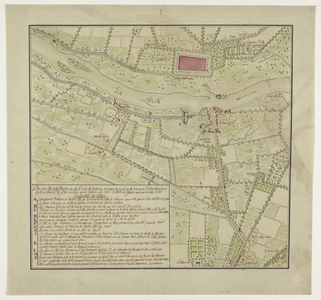 215075 Kaart van de omstreken van Vreeswijk en Vianen, met aanwijzing van de fortificaties en Franstalige uitleg.